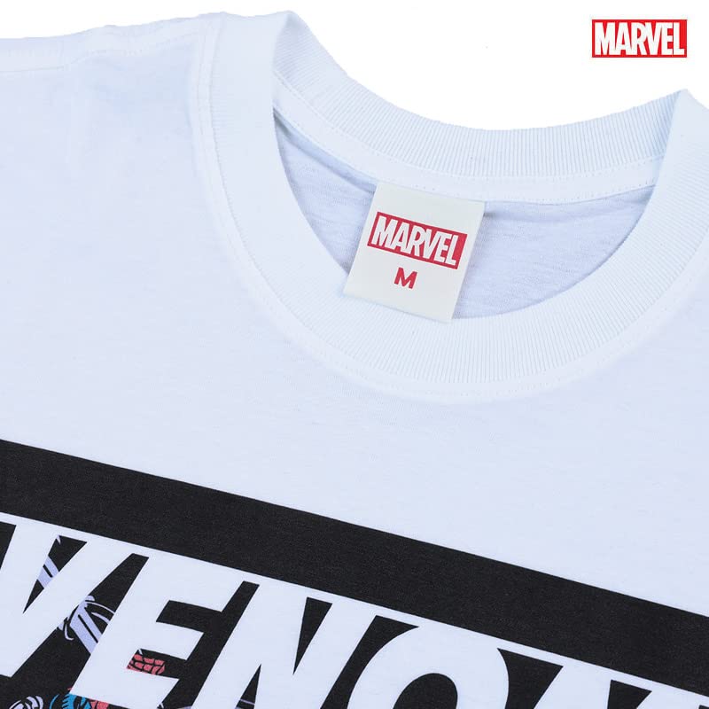 EVERSOUL Marvel Short Sleeve T-Shirt, Venom, Avengers, Captain America, Hulk, American Comic Book Merchandise, Men's, White, Size M
