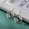Dawapara Lotus Flower Dangle Earrings for Women Stainless Steel Round Flower Charm Yoga Jewelry Buddhist Spiritual Amulet