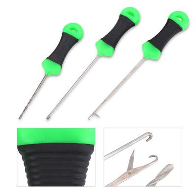 3Pcs Knotting Tool Baiting Hook Drill Rig Carbon Steel Bait Needle  Fresh Water