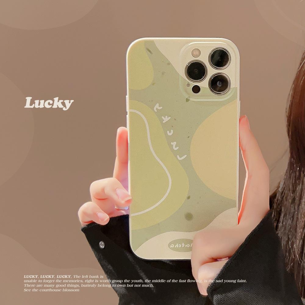 

Color Block Geometric 14ProMax IPhone Case Iphone15 Matcha Color 13 Silicone Case 12 Suitable for High End 16 12pro