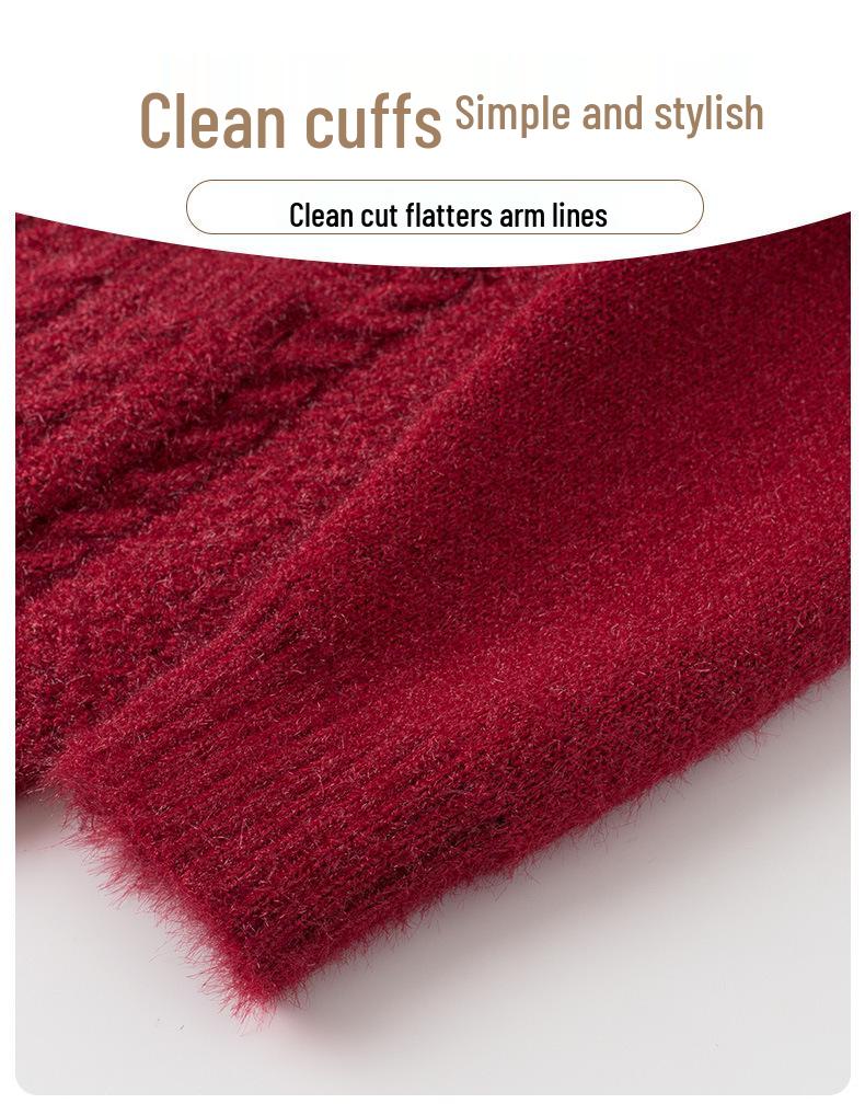 Dicker Strick-Cardigan für ältere Frauen: Oma-Stil, Pullover mit Kragen für Herbst und Winter.