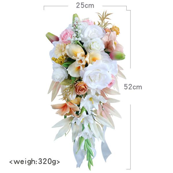 Bouquets de mariage bleus en cascade pour la mariée Bouquet de mariée cascade en soie fait à la main pour la décoration de cérémonie de mariage rustique