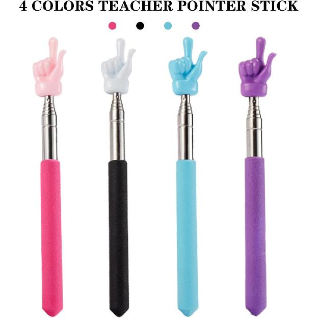 4 Pcs Telescopic Teachers Pointer for Classroom, Extendable Hand Pointer Finger Pointer Stick, Mini Retractable Pointing Stick for Elementary School