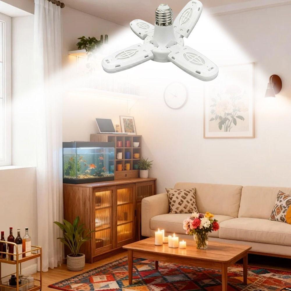 Four-Leaf Design LED Light Bulb Angle Adjustable Super Bright Collapsible LED Light Foldable E27 Screw Ceiling Lighting