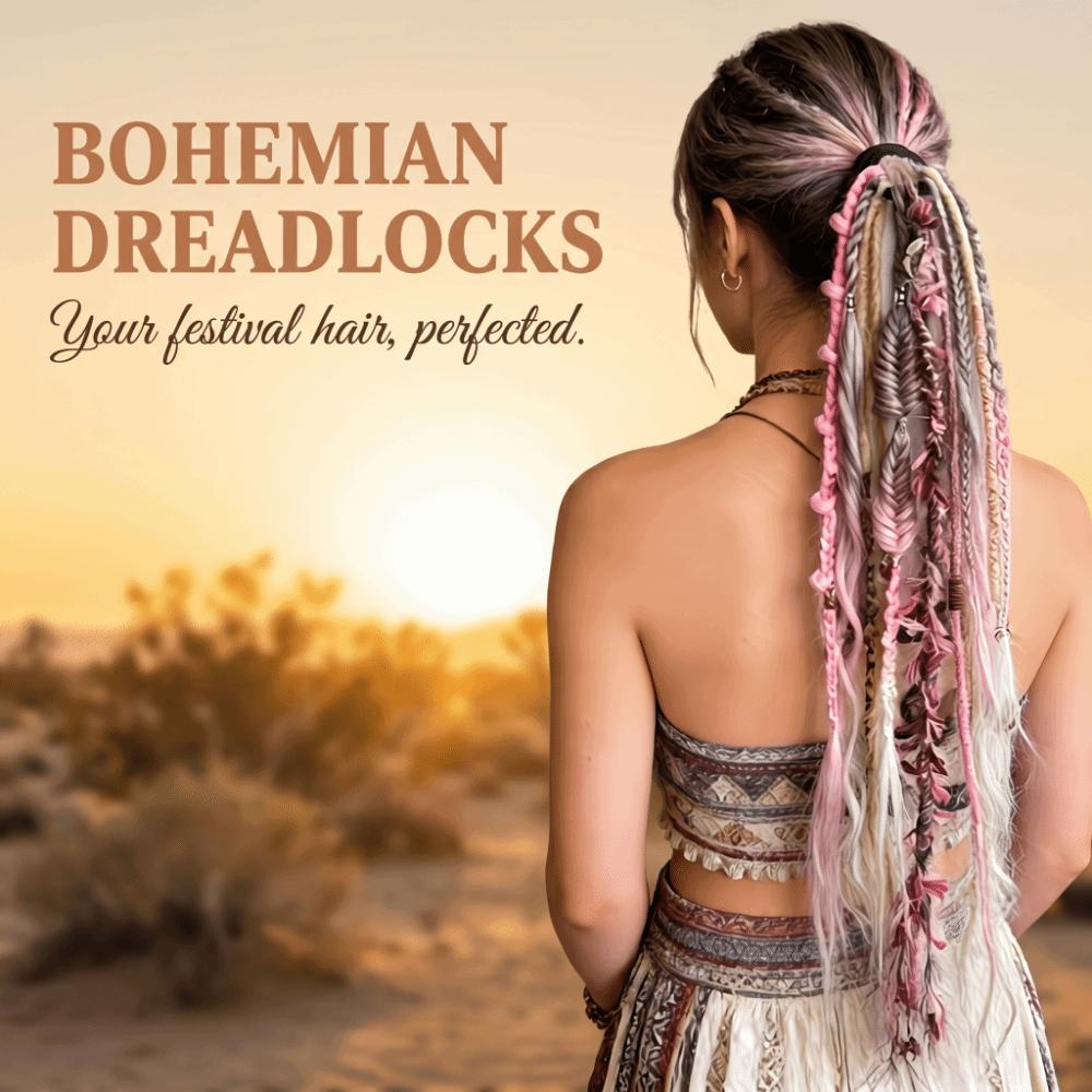 Ombre Textured Dreadlock Ponytail 24Inch Twist Braid Hairpiece Women's Braided Wigs for Women