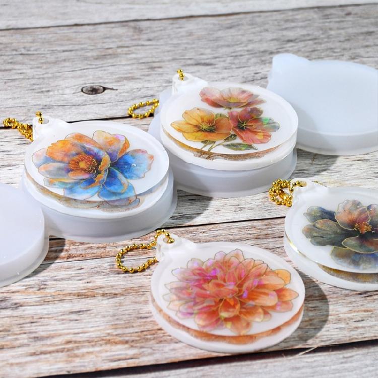 Christmas Round Ornament Resin Mold 4Pcs Silicone Pendant Mold for Festive Jewelry and Christmas Decoration Crafting