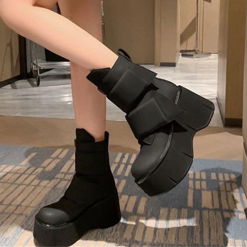 Waterproof Table Small Muffin Thick-soled Martin Boots Spring New European and American Spice Girls High-heeled Short Boots Women
