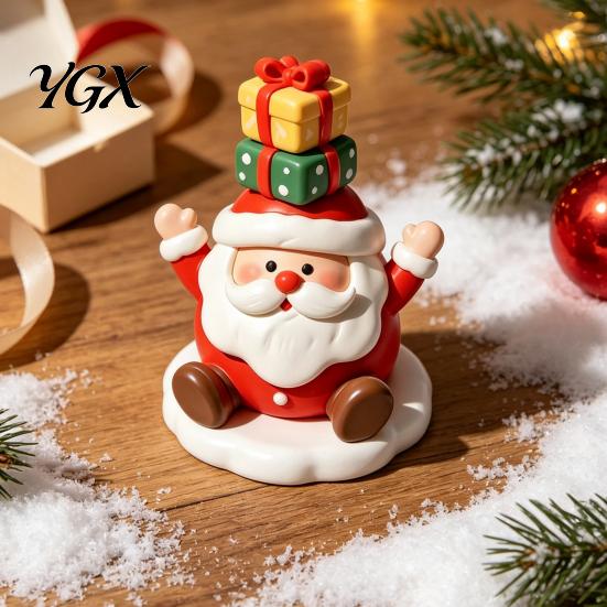 Durable Indoor Christmas Gift Ideas Resin Figurine, Cute Clay Style Santa Snowman Gingerbread Man Unique Holiday Party Photo Props Statue, Festive