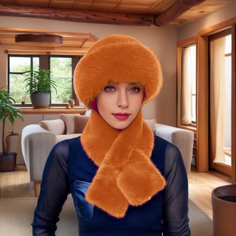Γυναικείο Χοντρό Χειμωνιάτικο Καπέλο από Τεχνητή Γούνα Μινκ με Προστασία Αυτιών και Κασκόλ