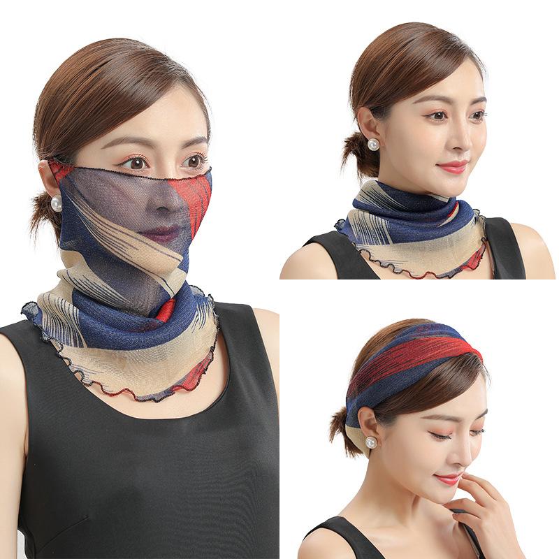 Modischer Sonnenschutz-Schleier, kleiner Seidenschal, Nackenschutz, Maske, Stirnband, Motorrad-Sonnenschutz, Kopftuch