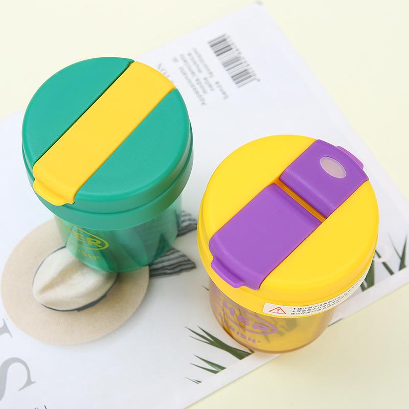 Water bottle fashionable mini double drink ton cup high value student plastic cup outdoor portable car straw cup