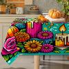 Skull Candle Print Rectangle Table Cloth for Table Decor Kitchen Dining Waterproof Reusable Tablecloth for Tables Holiday Party