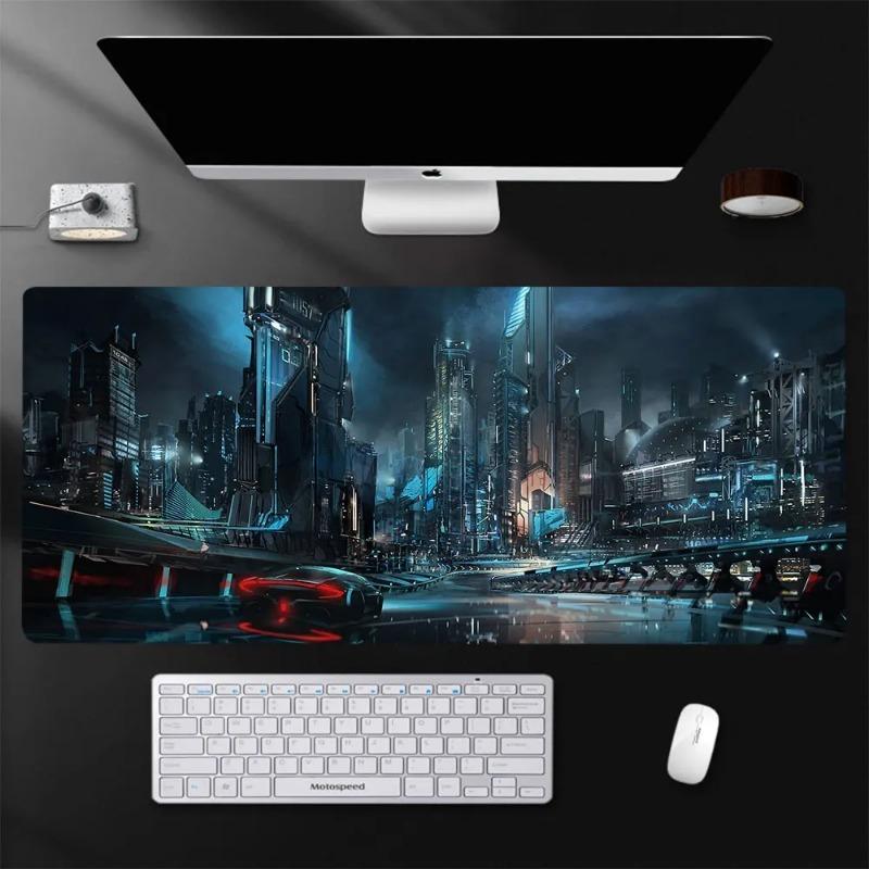 Cyberpunk Gaming Mouse Pad Anime Xxl Mouse Pad Neon City Signs Desk Mat Gamer Large Mousepad Keyboard Mat Laptop Computer Carpet