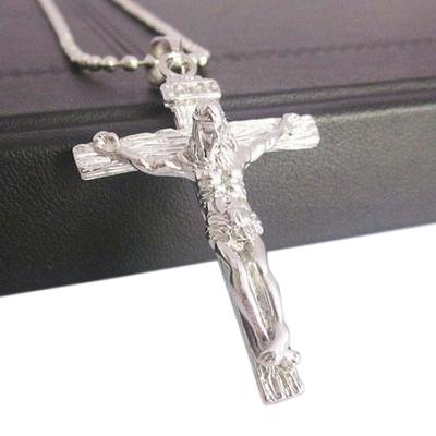 Christelijke roestvrijstalen Jezus aan het kruis hanger met kralenketting voor heren