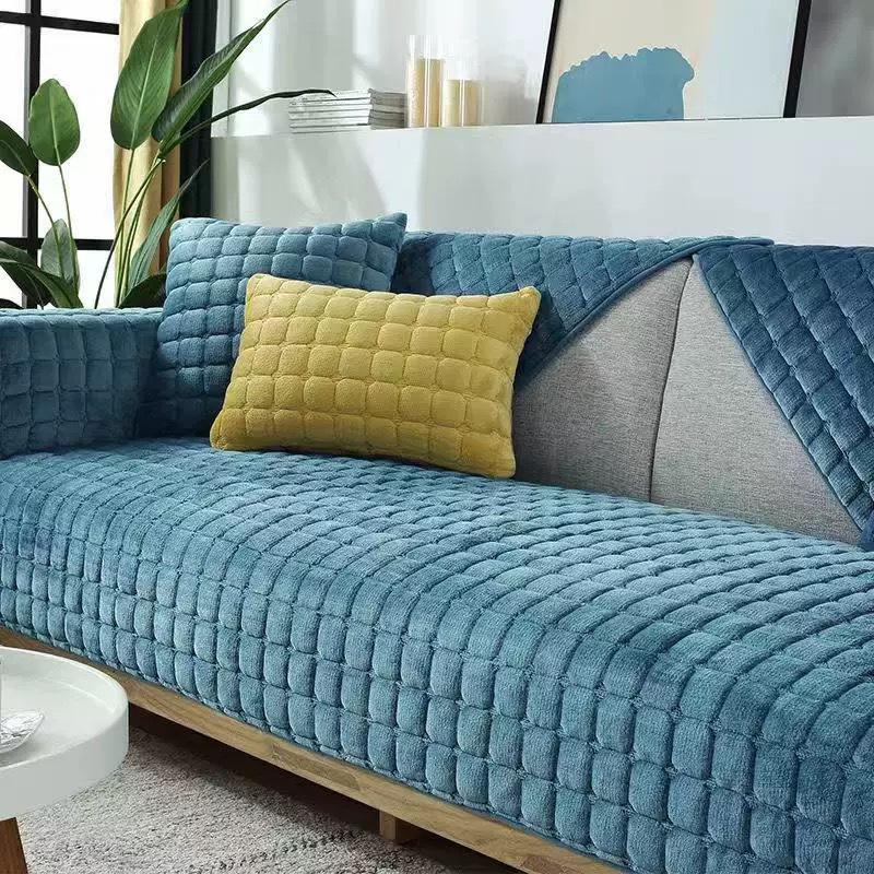 Plush Simple Sofa Cushion Flannel Non-Slip Leather Sofa Cushion Winter Sofa Cover All-Inclusive Sofa Slipcover Sofa Towel