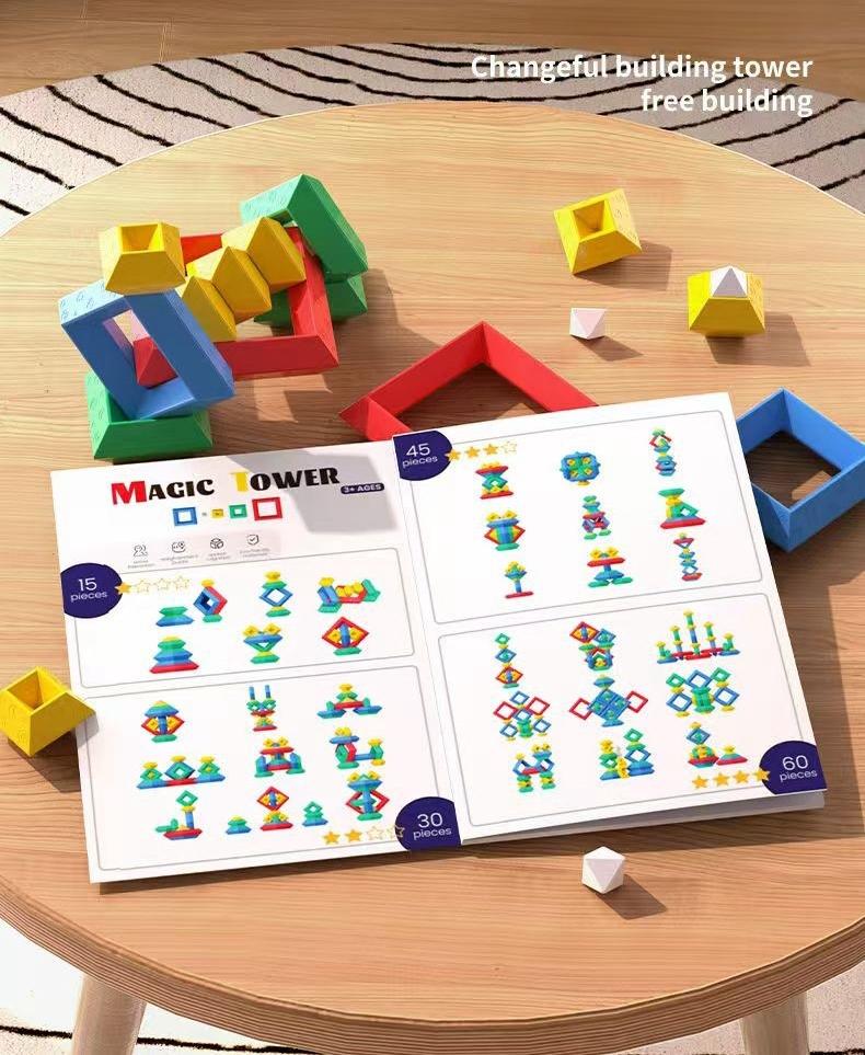 16PCS Pyramid  Building Blocks Assembly Puzzle Toys Intellectual Development Brain Teasers Stacker Toy Magic Tower