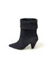Crescentseoul Raffine Folder Ankle Suede Wide Boots Black