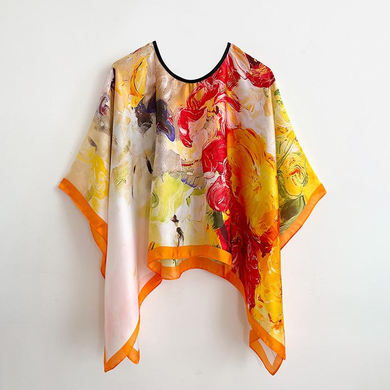 110*110Cm Versatile Silk Scarf Women Large Shawl  Print Stoles Square Bandanna Luxury  Female Foulard