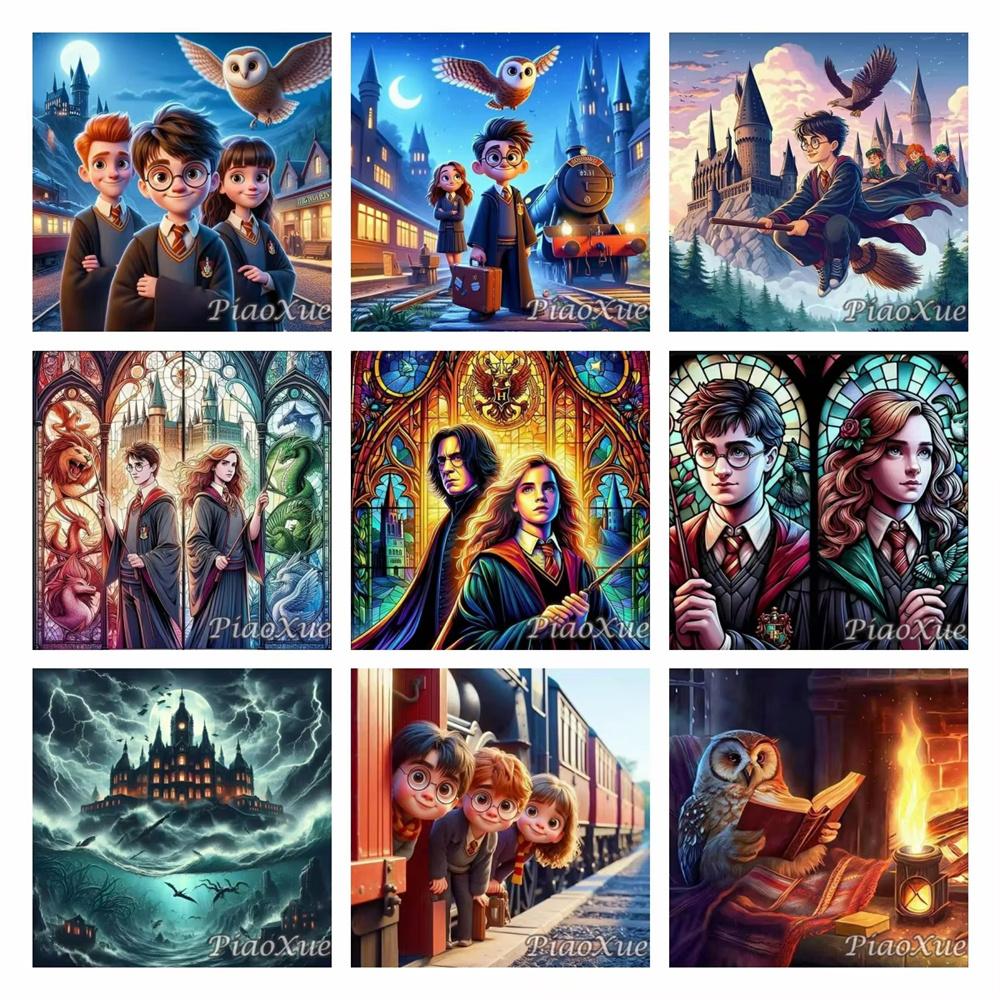 5D Diy Diamond Art Painting Harry Potter Cartoon Magic Castle Snowflake Mosaic Embroidery Jewelry Cross Stitch Kit Kids Gift