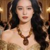 Vintage Amber Geometric Beaded Necklace Women's Acrylic Sweater Chain