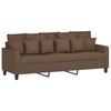 3 Piece Sofa Set with Cushions Brown Fabric