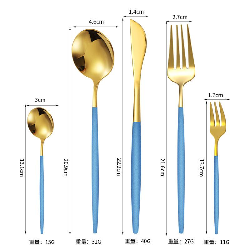 5Pcs Cutlery Set Stainless Steel Tableware Knife Fork Spoon Dinnerware Set Kitchen Flatware Silverware