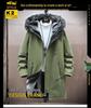 Men's Winter Fleece-Lined Hooded Mid-Length Printed Cotton Coat - Trendy & Warm Casual Jacket
