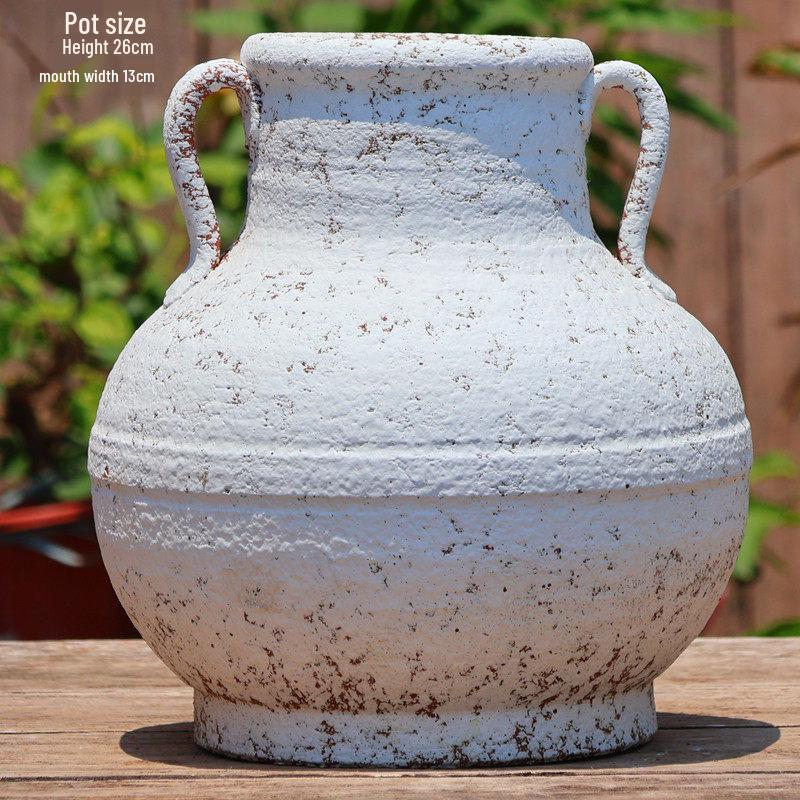 Large Retro Handmade Ceramic Planter for Succulents and Bougainvillea - Aged Coarse Pottery for Hotel and B&B Decor.