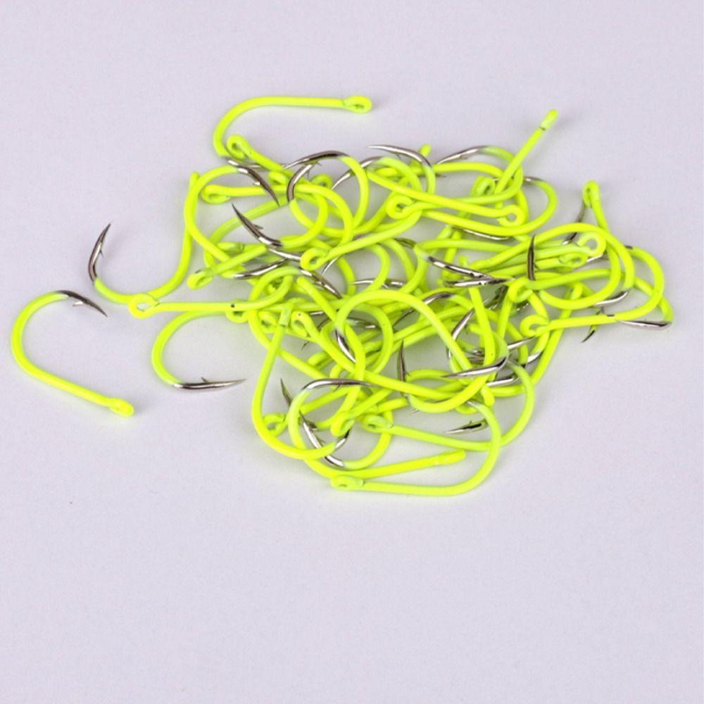 50pcs/box Anti-rust Barbed Fishing Hooks With Barb Fluorescence Hook  Sea Fishing Tackle