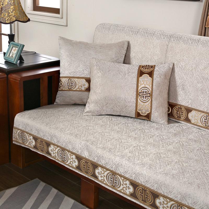 New Chinese Sofa Cushion High-End Four Seasons Universal Non-Slip Solid Wood Cushion Chinese Sofa Cover Cover Cloth