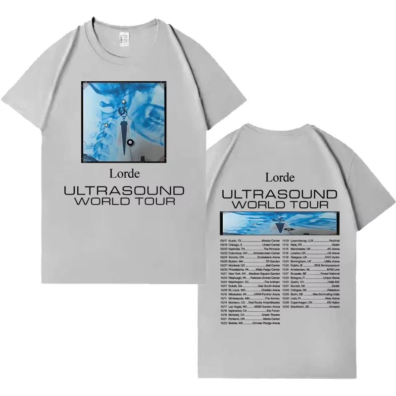 Singer Lorde Ultrasound World Tour Tee Men Women Hip Hop Tshirt Y2K Cotton Harajuku Tshrit High Street Pop Short Sleeve Top