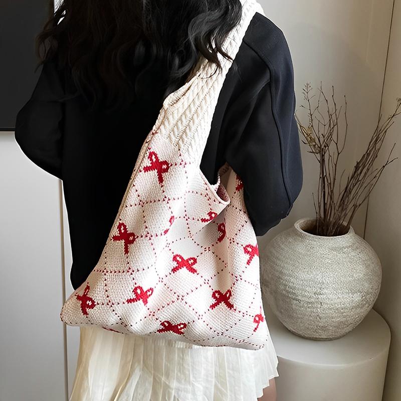 Leisure Shoulder Bag Retro Knitted Shoulder Bag Tote Large Capacity Shopping Bag