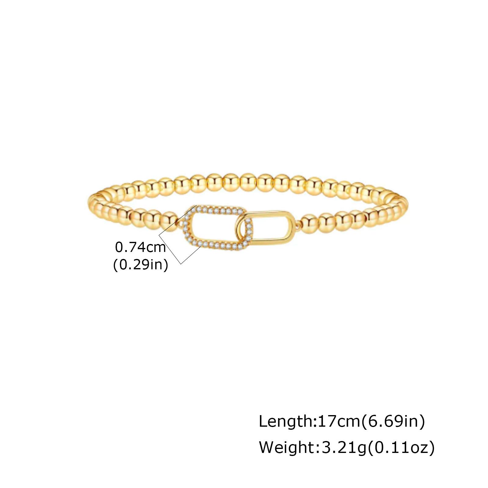 Elastic Beaded Bracelet, Zircon Paved Paperclip Clasp,Fashion Stretchable Women Accessory