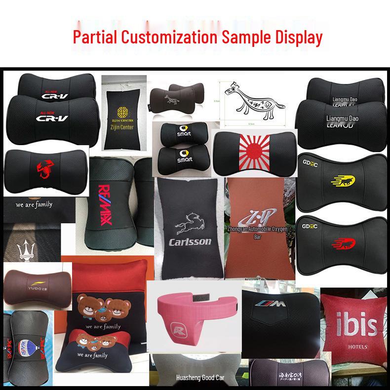 Genuine Leather Car Headrest Neck Pillow for Buick - Customizable Logo, Cowhide Backrest Support