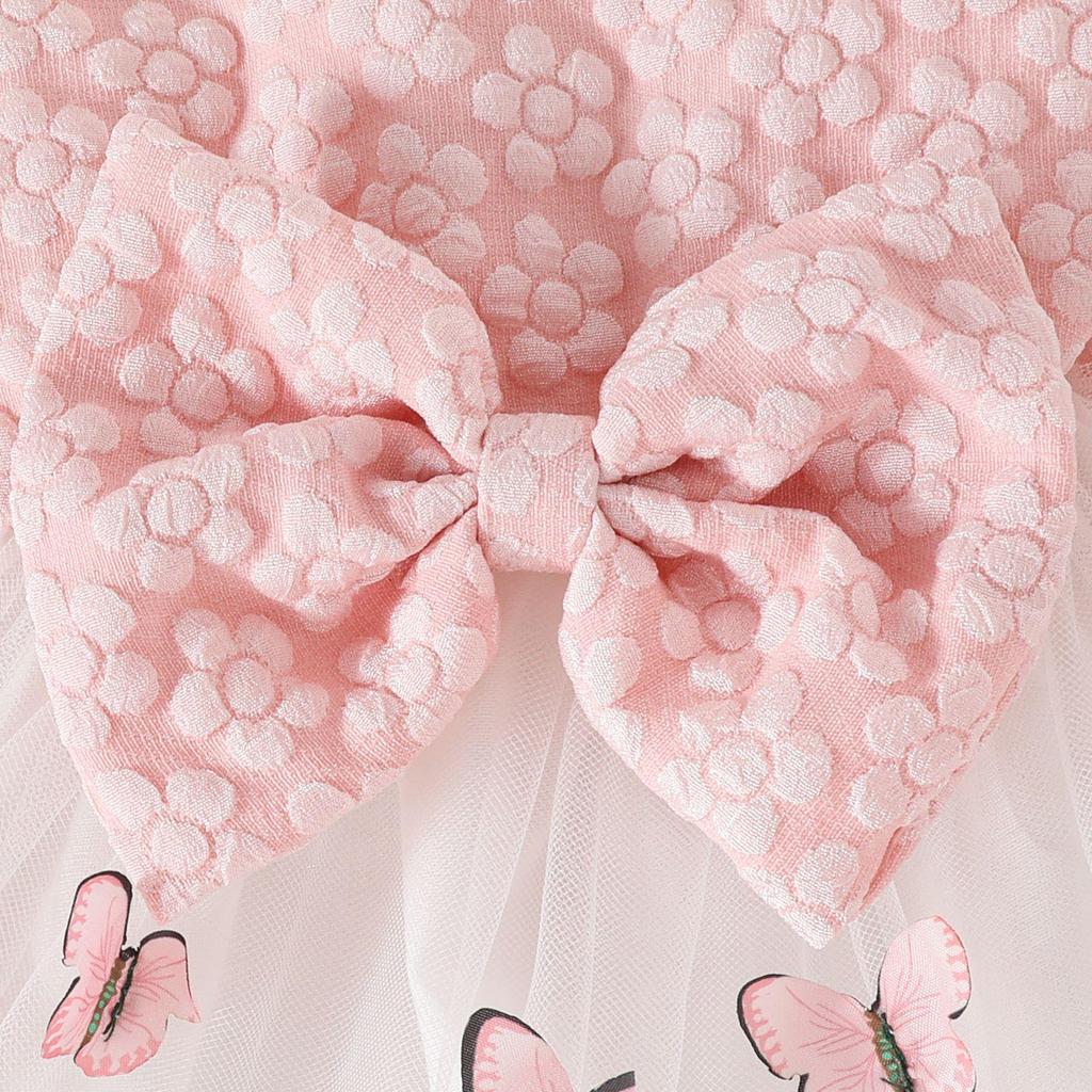 Süßer Netzanzug für Kleinkinder: Langärmlige Jacke, Schmetterlingswestenkleid und Haarband für Herbst/Winter.