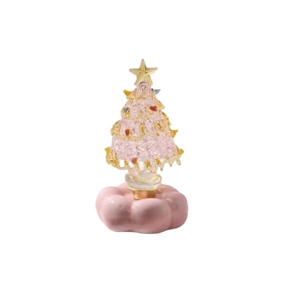 Miniature Christmas Tree Ornament Handcrafted Glass Sculpture  Living Room Decoration