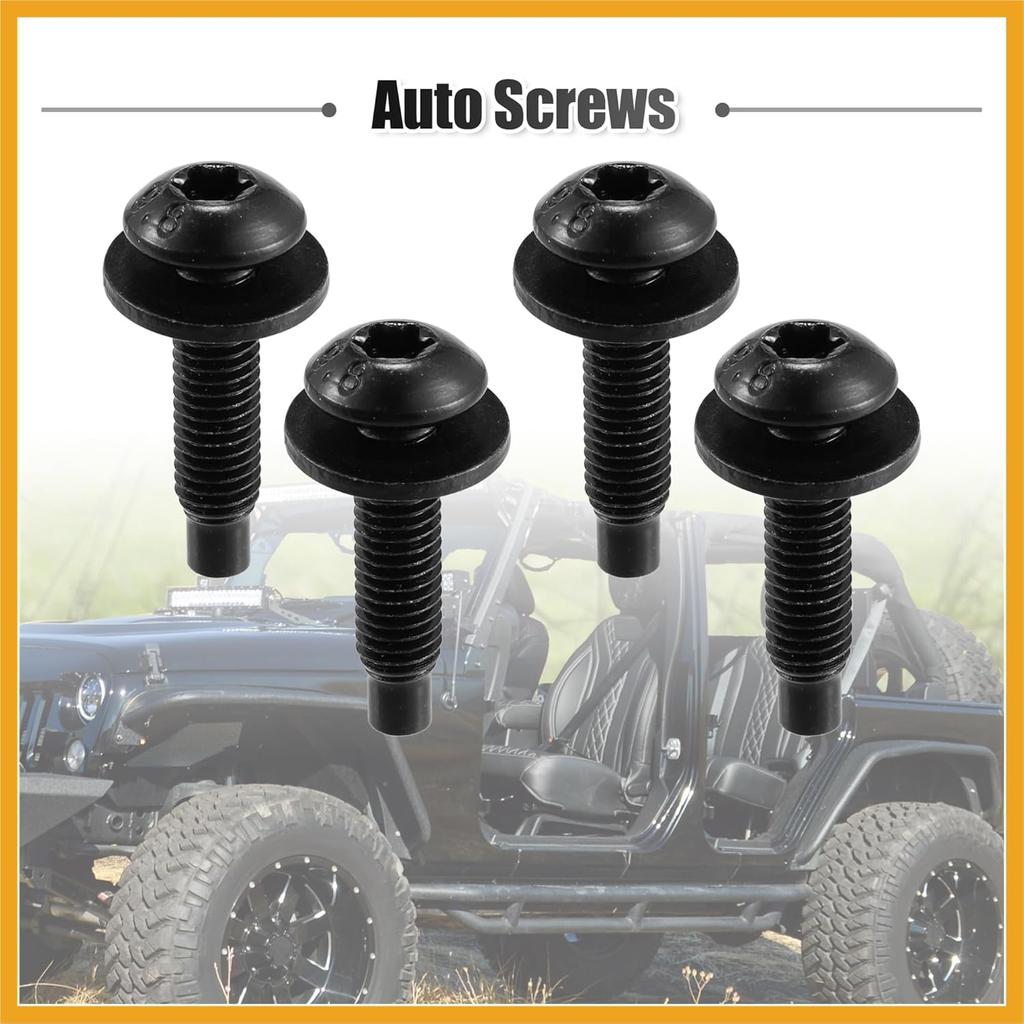 8pcs Hard Top Torx Screws Bolts for Jeep Wrangler JK 2007-2018 Extra Long Automotive Replacement Bolts Stainless Steel Black Replacement
