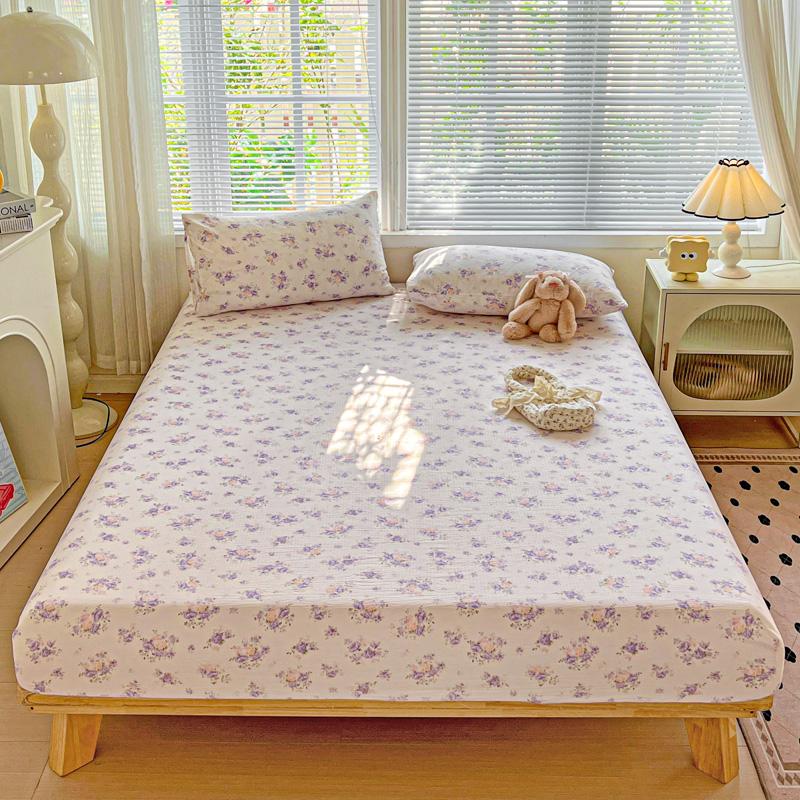 

Простыня на резинке из стираного хлопка, нескользящий регулируемый наматрасник с принтом из чистого хлопка для двуспальной, королевской и полуторной кровати 90x200cm 1pc