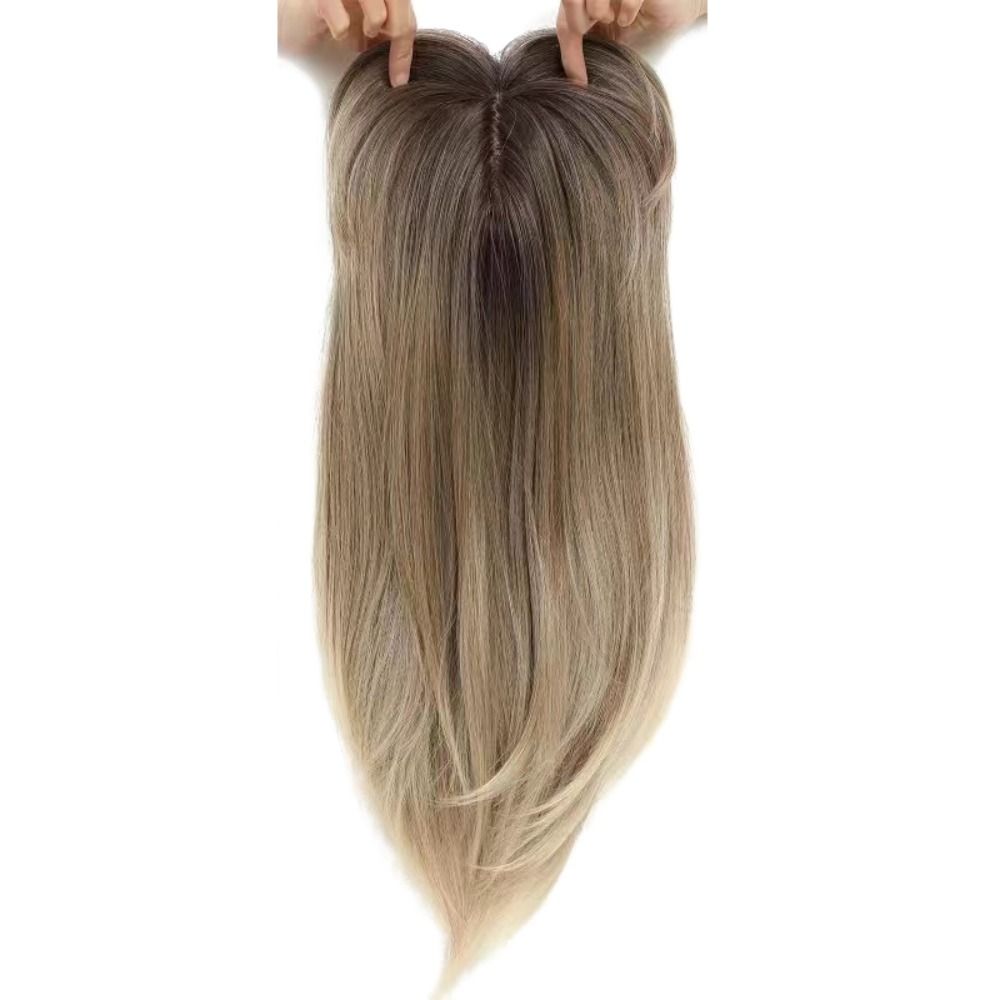 Clip-in Schicht-Haartopper mit Pony Ombré Natürliche Topper Haarteile für dünner werdendes Haar