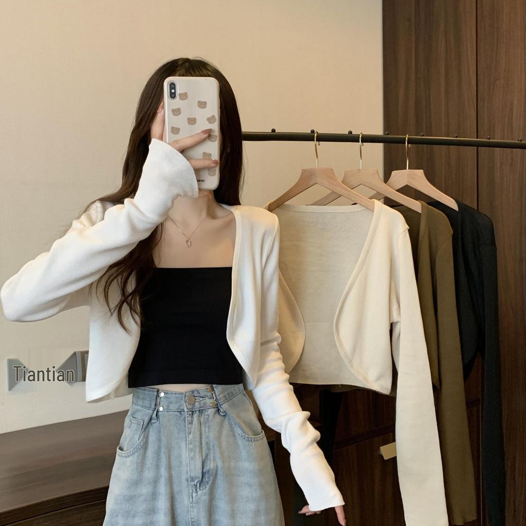 Women's Summer 2023 Air Conditioning Knit Cardigan with Camisole Dress, Sun Protection Cover-up, Trendy Student Top.