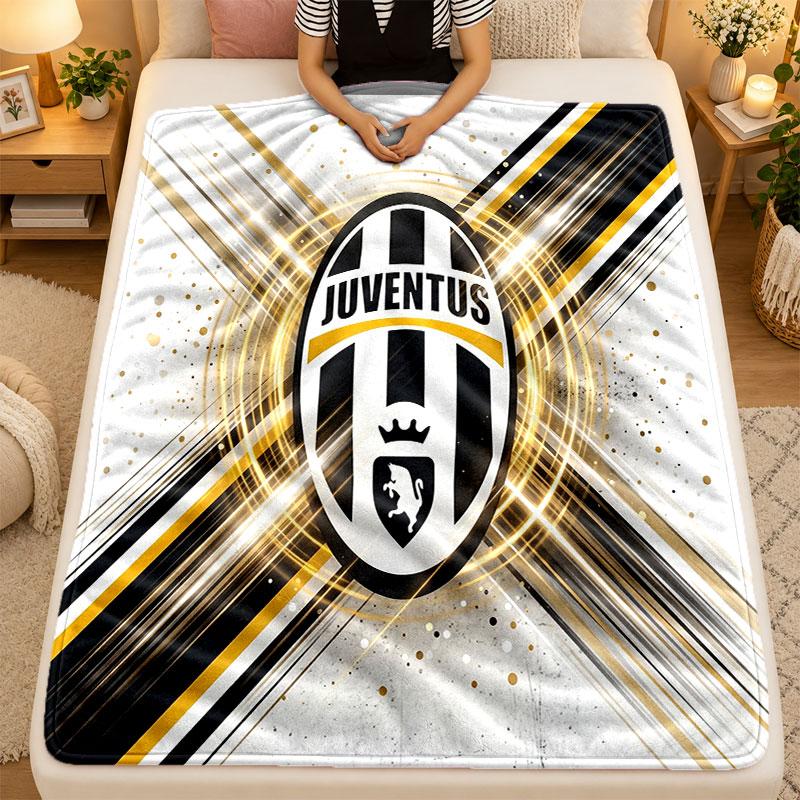 Flannel BlanketJuventus FC Warm Soft Throw Blanket for Indoor Sofa Bed Living Room Use
