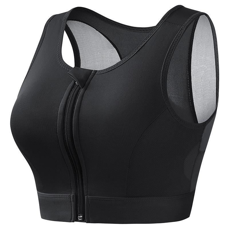 Women's Wireless Sports Bra - Front Zipper, Anti-Sag, Shockproof, Plus Size, Beautiful Back Design for Fitness and Running