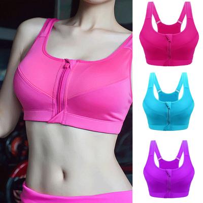 Women's Sports Bra  Fitness Running Shockproof Yoga Tank Top  Front Zipper No Steel Ring Comfort Sports  Bra