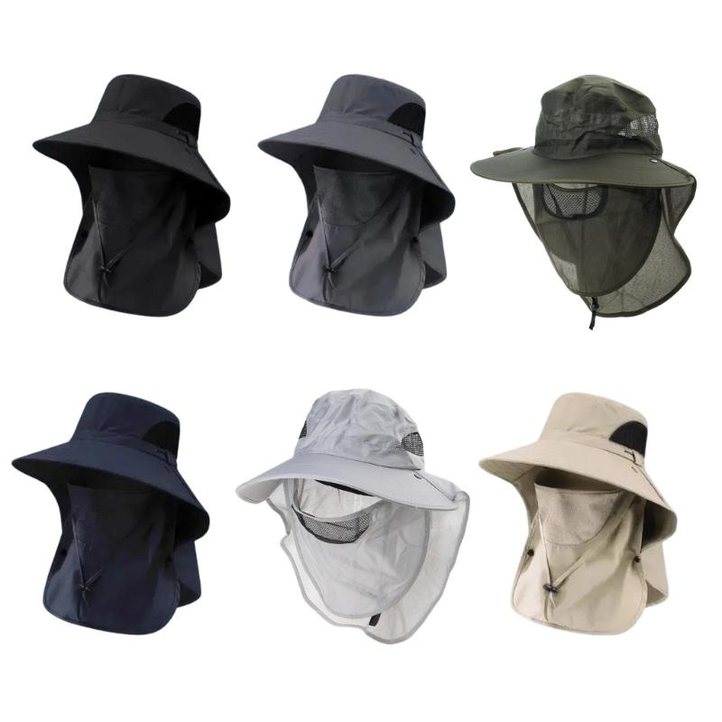 Camping Mesh Breathable Sun Hat Wide Brims Sun Protections Cap Mountaineering Cap Large Fisherman Hat Bucket Outdoor