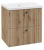 Bathroom cabinet with washbasin 60 cm, evoke oak, grooved, Rietti lamellas