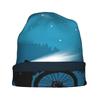 ZLIENSZUS Minimalist Cyclist & Starry Sky Knit Hat - Neutral Tone Unisex Adult Beanie Suitable for Quiet Style, Casual &, Versatile for Casual Attire,