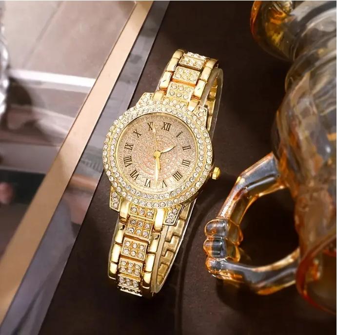 

Часы женские Cornucopia Hand с бриллиантами, легкая роскошь, студенческие, с римским узором, полностью усыпанные бриллиантами, цыганская звезда, темперамент, ювелирные изделия, женские часы золотой