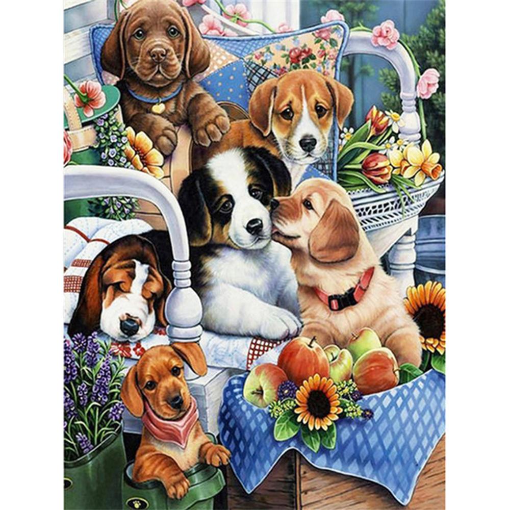 3D Diamond Embroidery Painting Animal Dog Art Rhinestone Full Square Diamond Mosaic Garden Handicraft Handmade Gift
