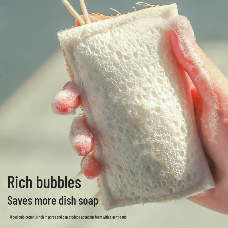 Double-Sided Natural Loofah & Cotton Dishwashing Cloth - Absorbent & Oil-Repellent Cleaning Pad