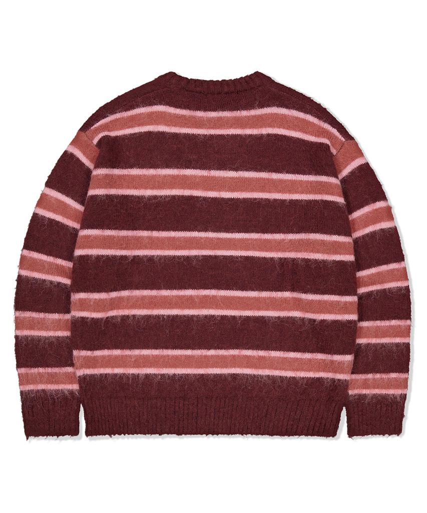 MAHAGRID Hairy Stripe Knit Sweater Burgundy(Mg2Ffmk600A)